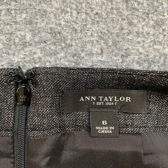 Ann Taylor Skirt Women 6 Gray Lined Pencil Wool Blend Button Pleat Back Zip - Picture 5 of 12
